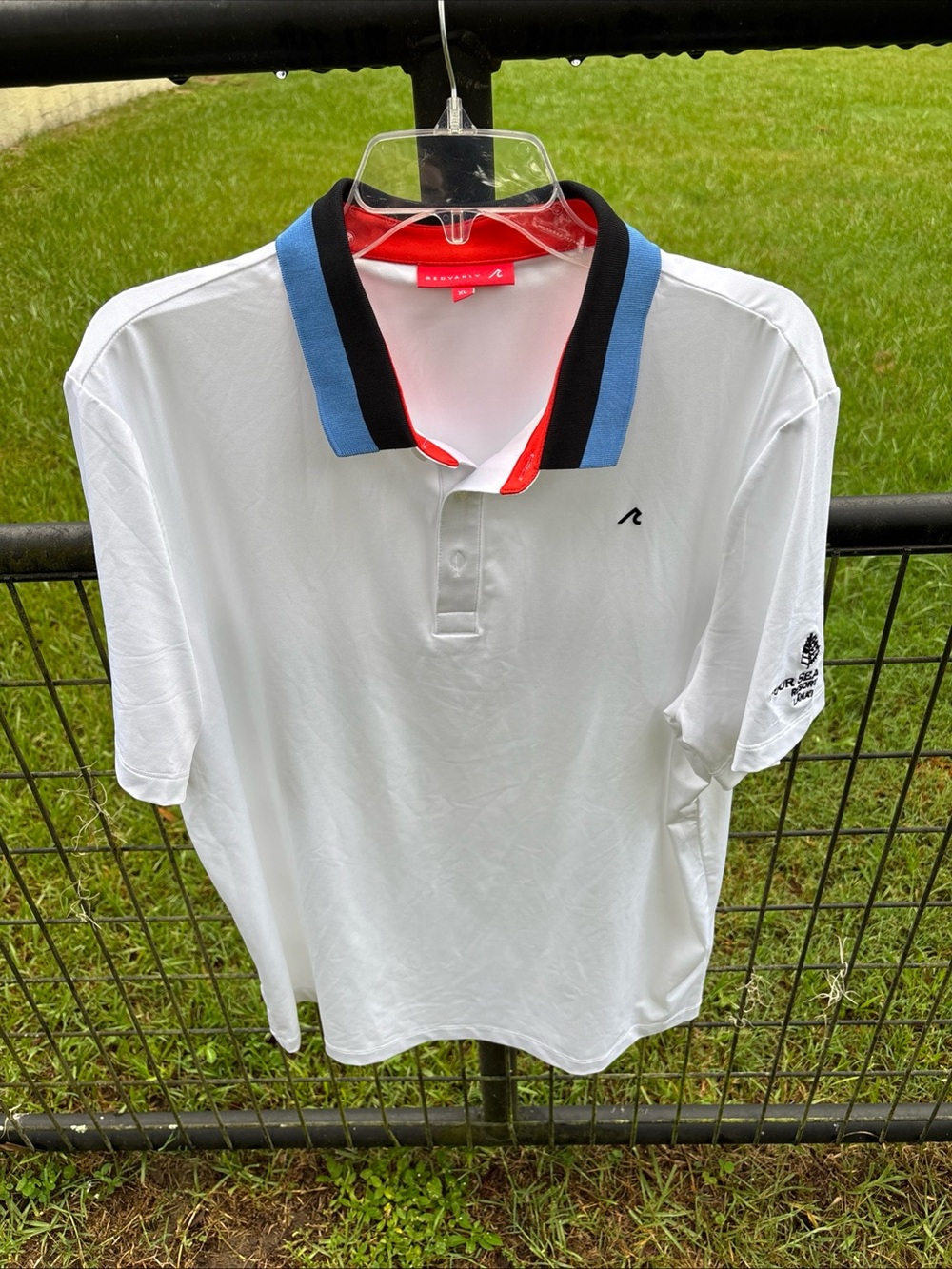 Redvanly White Polo with Blue-Trim Collar by Redvanly